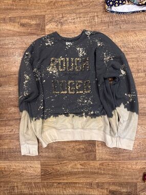 Bleach-Splatter 'Rough Around the Edges' Sweatshirt in Grey and Cream